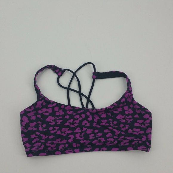 Lululemon Free To Be Sports Bra Cherry Cheetah Print Size 6 Purple Black Navy - Picture 11 of 11